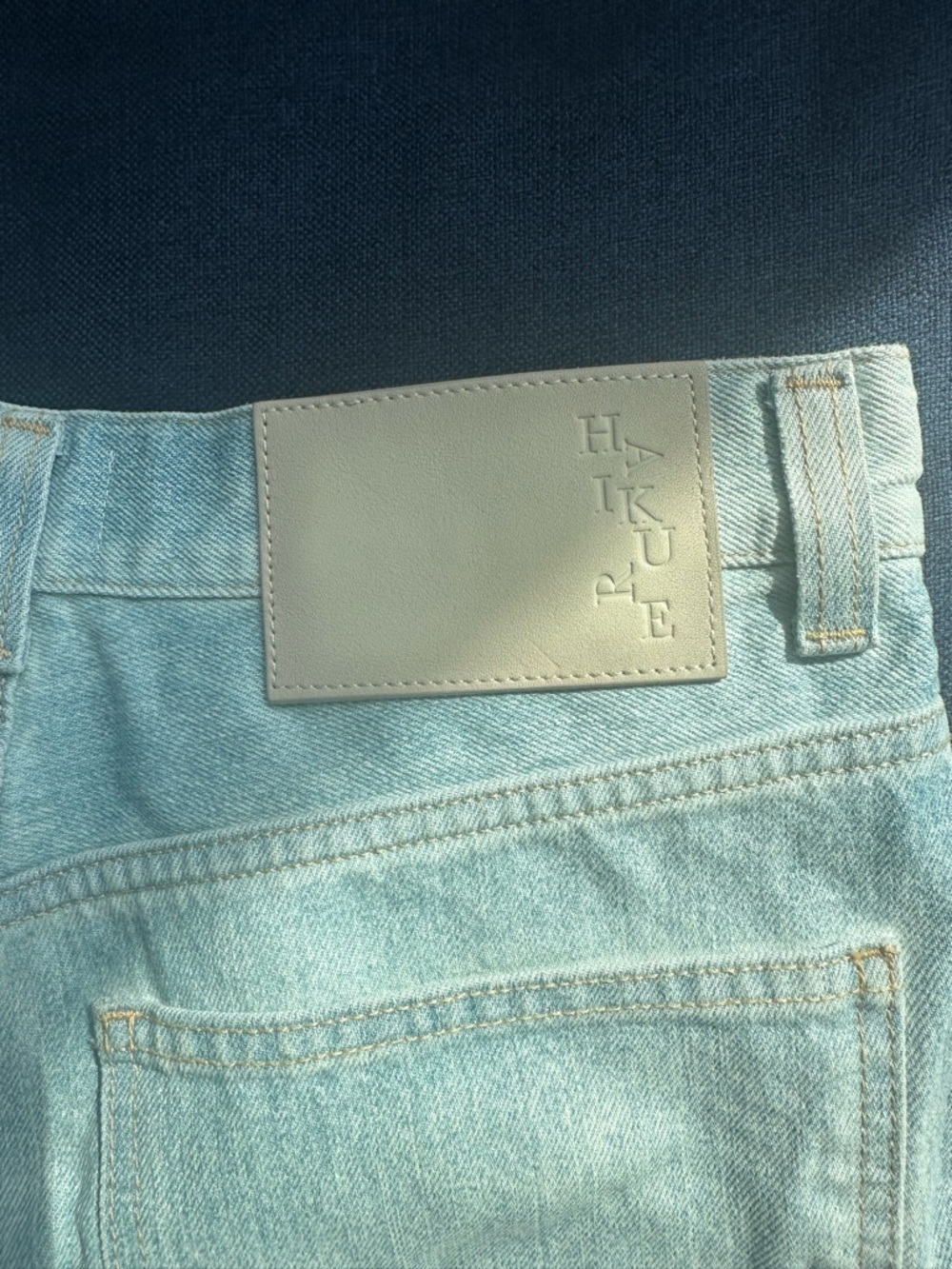 Haikure Pale Blue Straight Jeans with Embossed Patch
